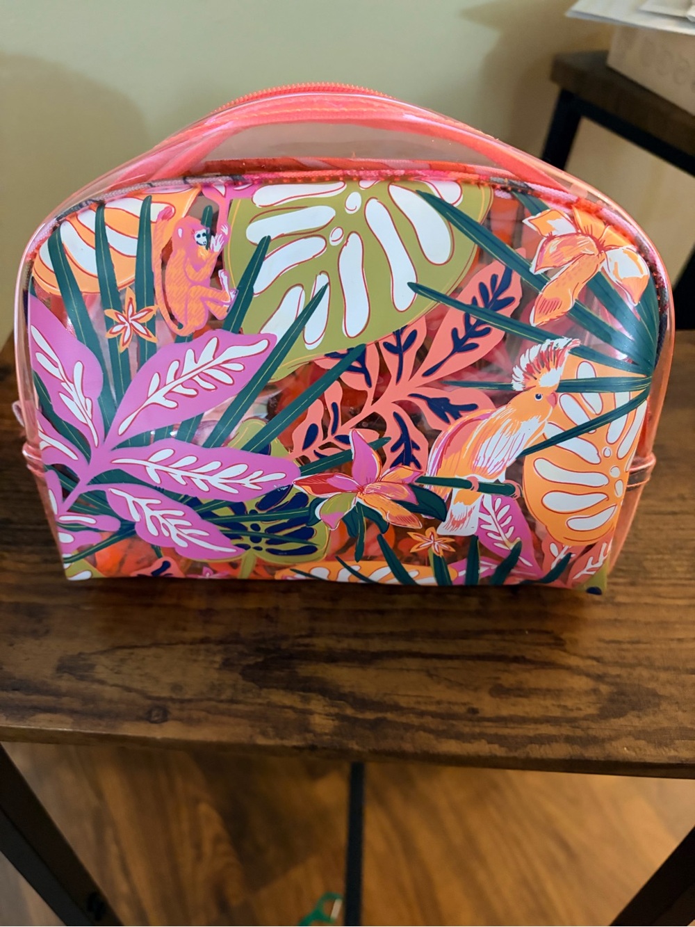 Vera Bradley Floral Tropical Cosmetic Pouch - Pink Orange